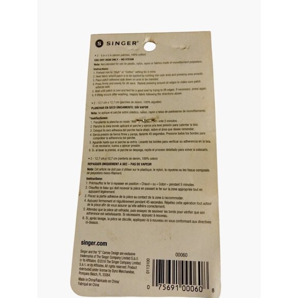 Singer Iron On Patches 2 Pack 5 X 5 Inch Denim Cotton Blue - Picture 3 of 7